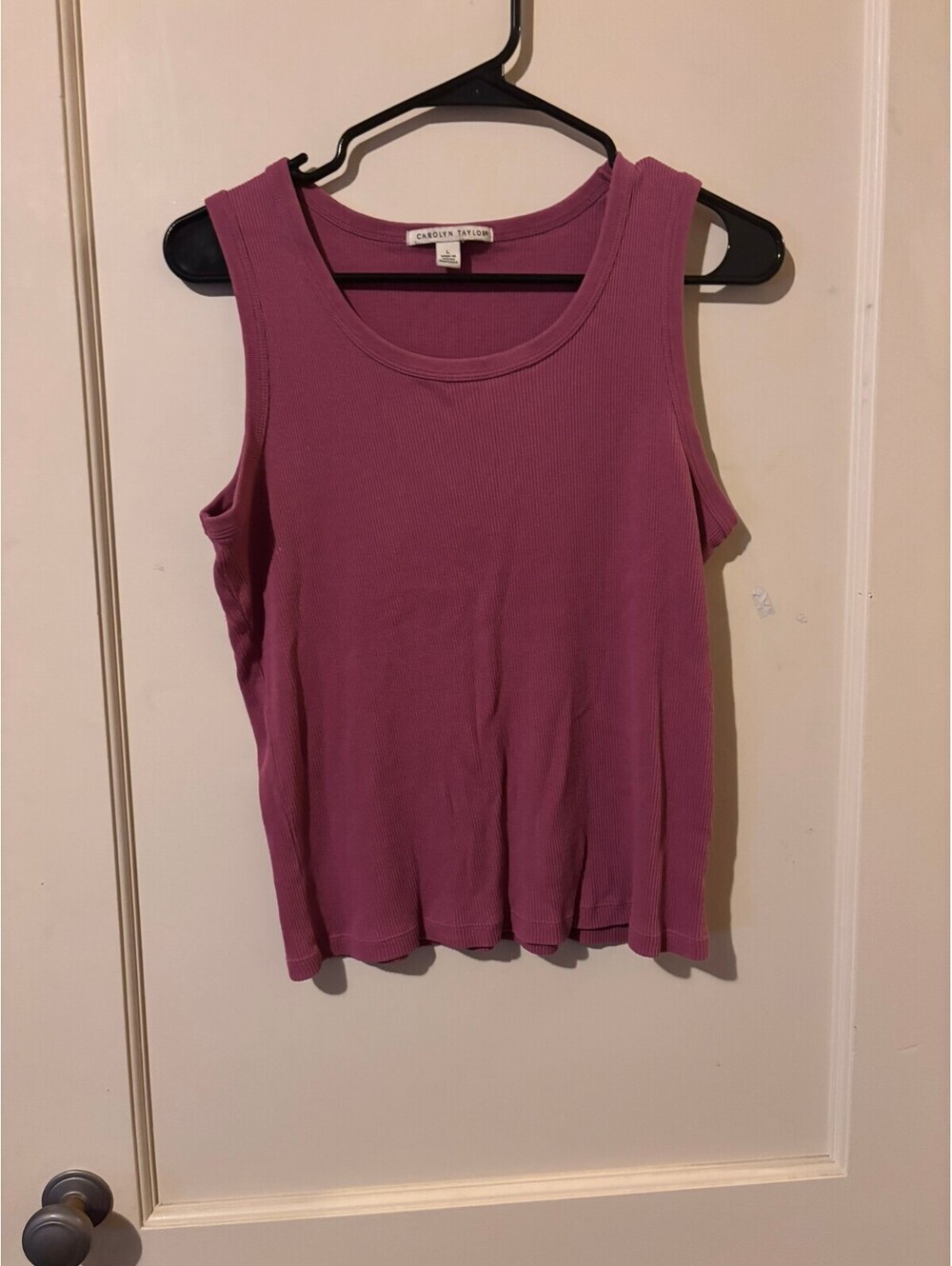 Carolyn Taylor Women's Sleeveless Ribbed Tank Top Large Mauve